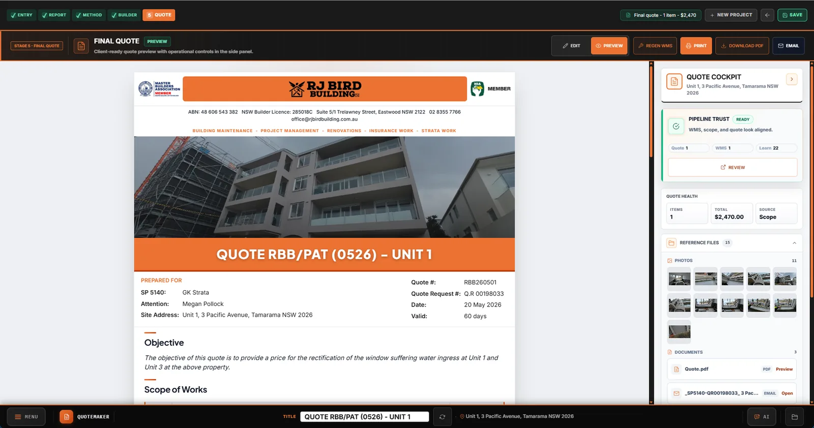 A branded PDF in your client’s inbox.